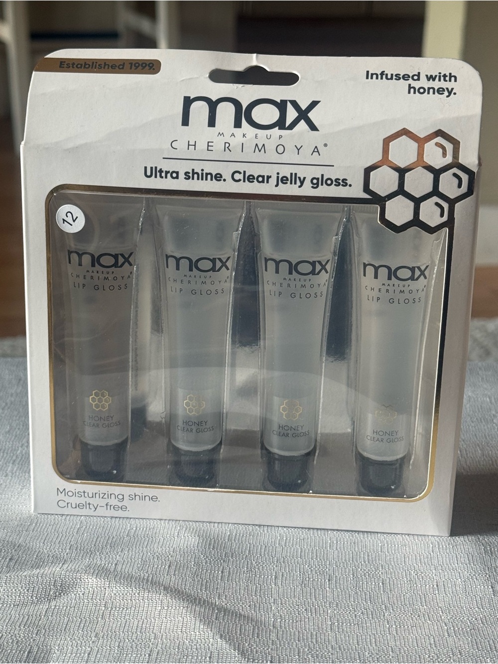 Max Makeup Cherimoya Honey Clear Lip Gloss Gift Set 4 Pc Ultra Shine New